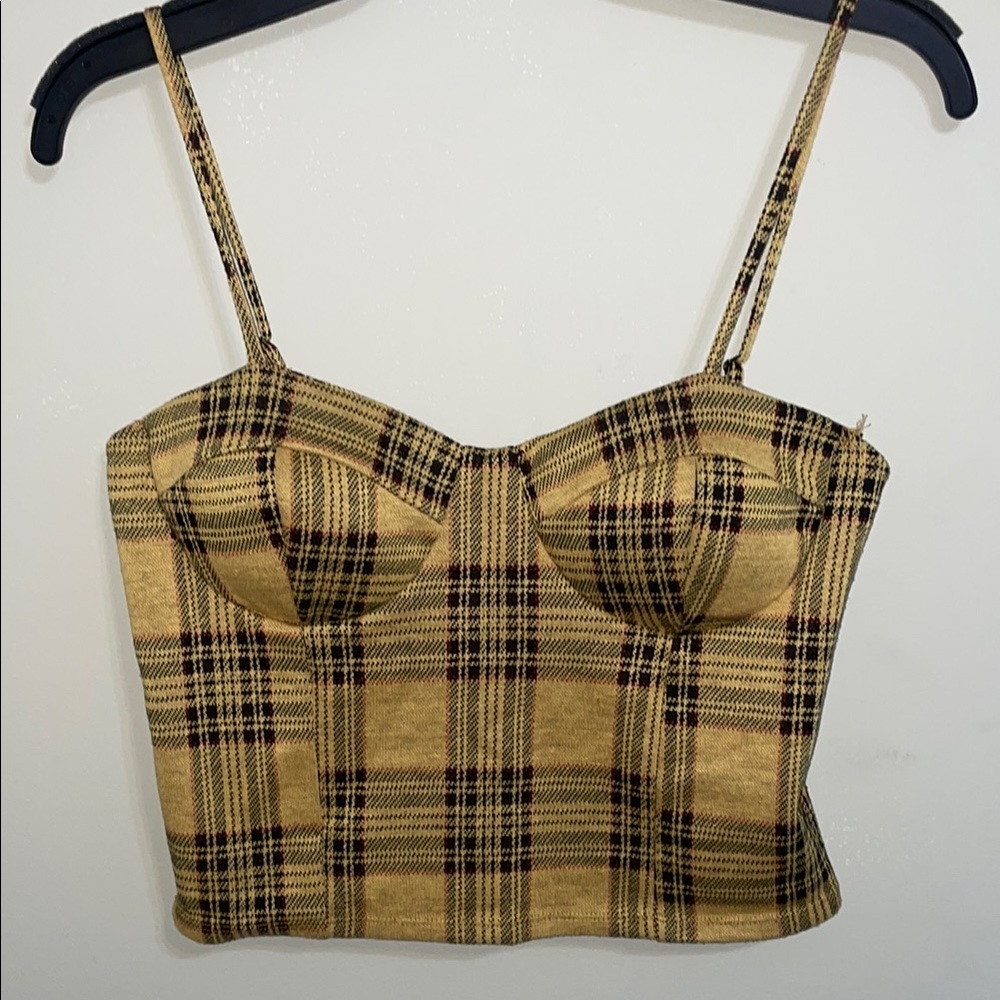 Plaid Yellow Bustier Top